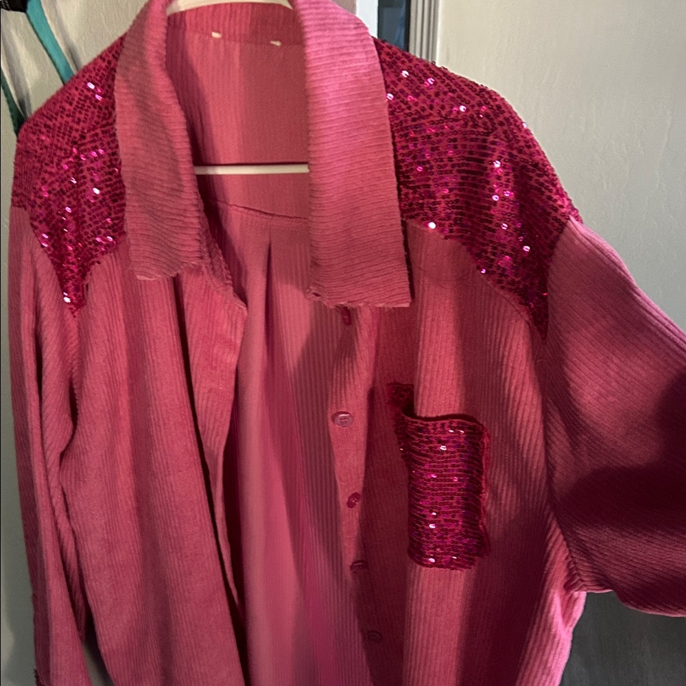 Pink Sequin Women's Top